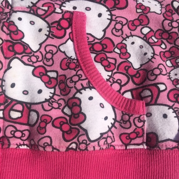 Hello Kitty Girls Fuzzy Pink Zip Hoodie Sweatshirt - Picture 9 of 12